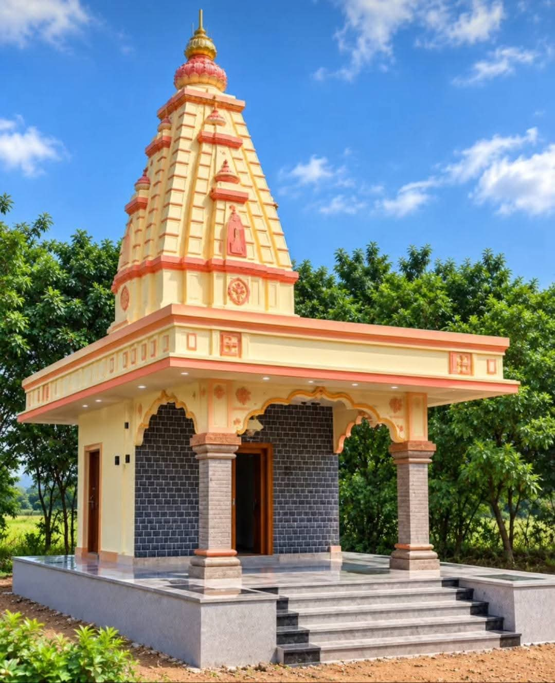 Traditional Indian temple with ornate shikhar